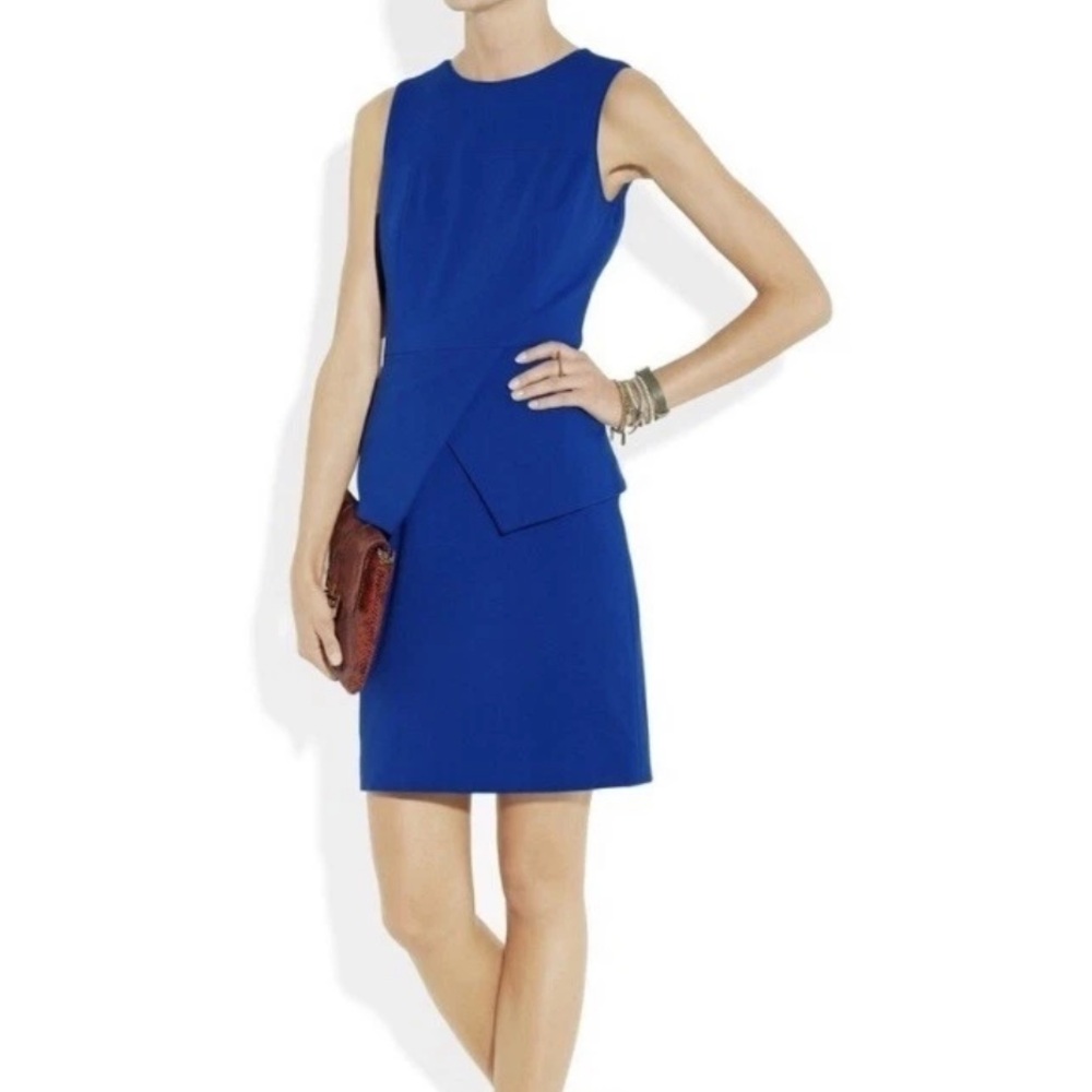 Tibi Blue Ponte Knit Sleeveless Peplum Sheath Dress Size 8